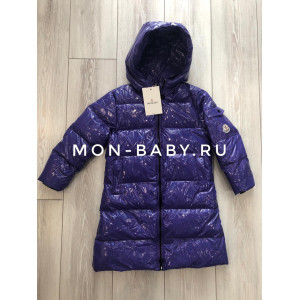 Детское пальто Монклер фиолетовое радуга
